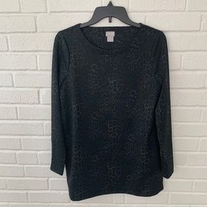 Chico’s Black Cheetah Print Blouse and Legging Set